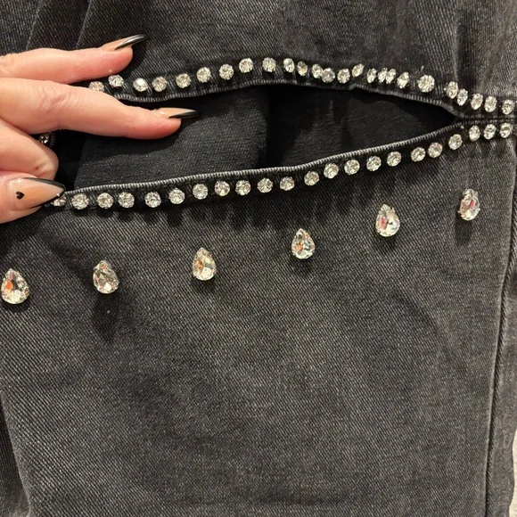 Forever 21 studded rhinestone cutout jeans - Picture 2 of 4